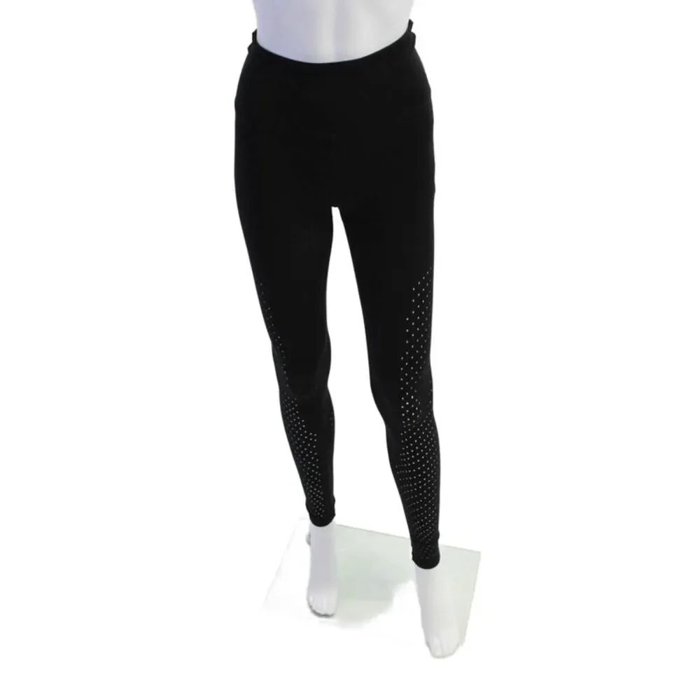 Lululemon Womens Mesh Textured Athletic High Waist Slip-On Leggings Black Size 2